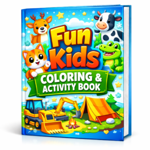 Cute Animal Coloring Pages with Deer, Cow, Crocodile, Cars, Camping Scenes & Construction Vehicles for Creative Learning